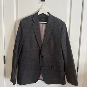Banana Republic Men's Charcoal Windowpane Blazer